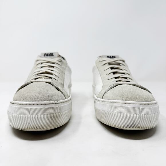 [P448] Thea Platform Lace Up Low Top Sneakers White Gray Sparkle Tweed Size 40 - Picture 3 of 13